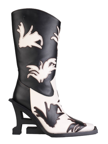 Bhana Cowboy Boot - Black & Cream