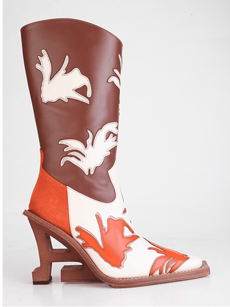 Bhana Cowboy Boot - Brown & Orange