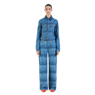 Women's Laser Denim Wide Leg Jean