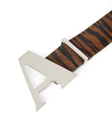 "A" Buckle Brown Pony Leather Belt