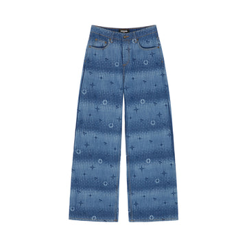 Women's Laser Denim Wide Leg Jean