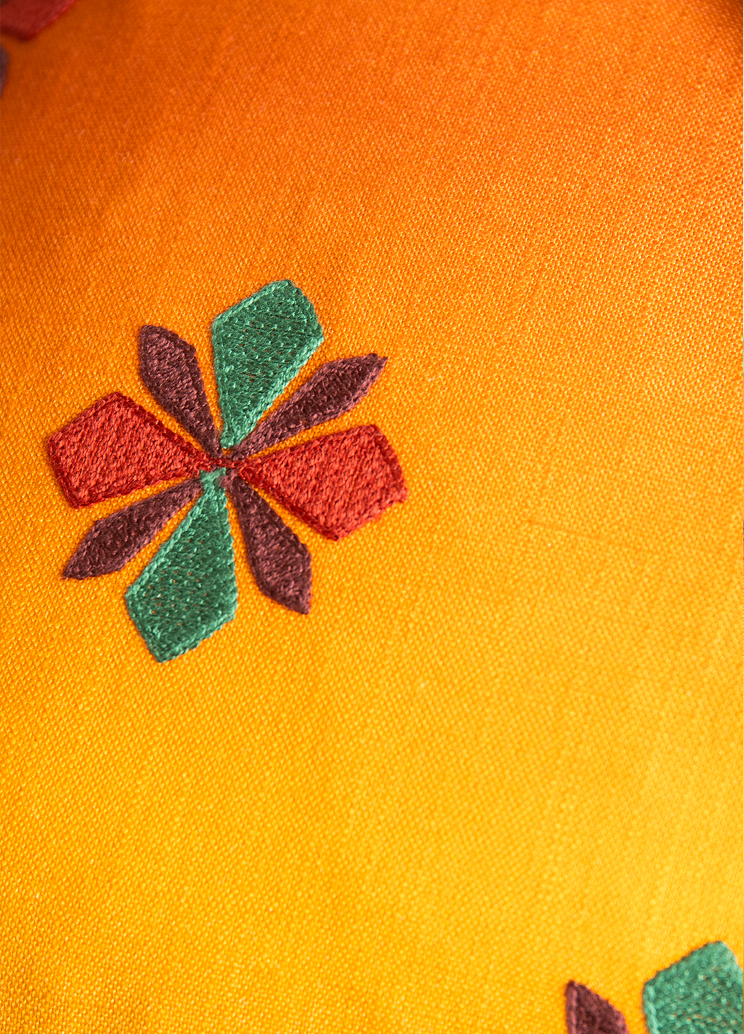 Bloom embroidered cushion cover - Orange/Yellow
