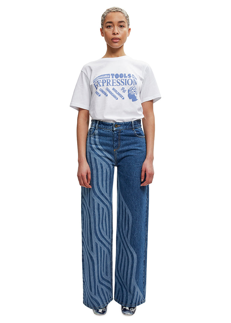 Wide leg laser jeans