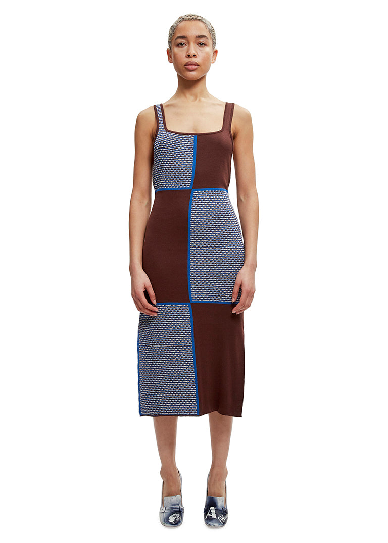 Checkerboard knitted dress