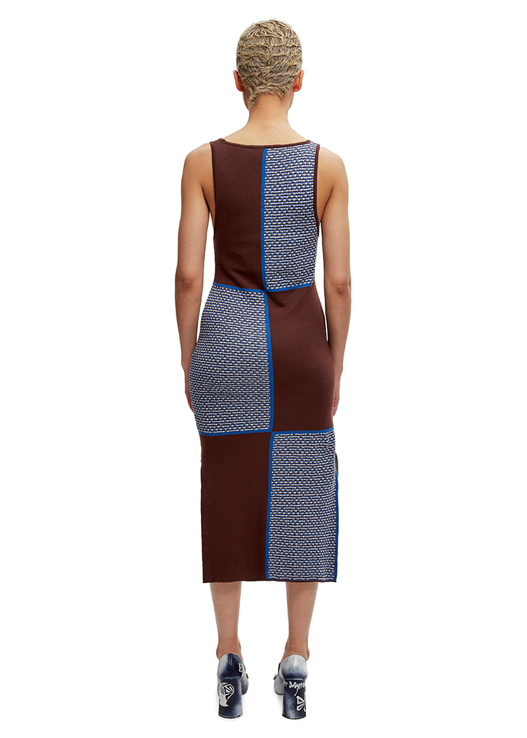 Checkerboard knitted dress