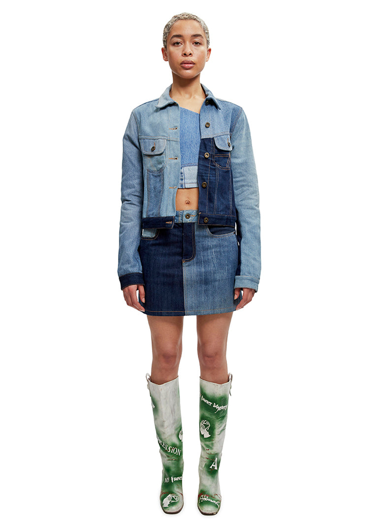 Rework denim skirt