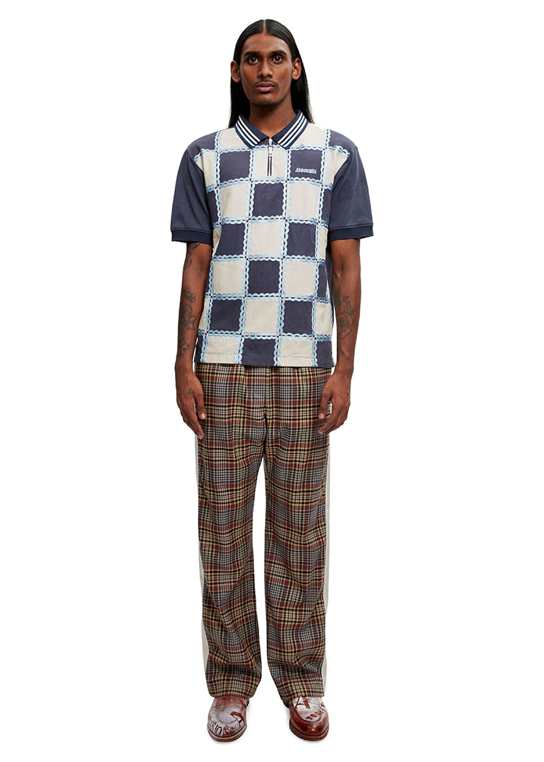 Checkerboard short sleeve polo top