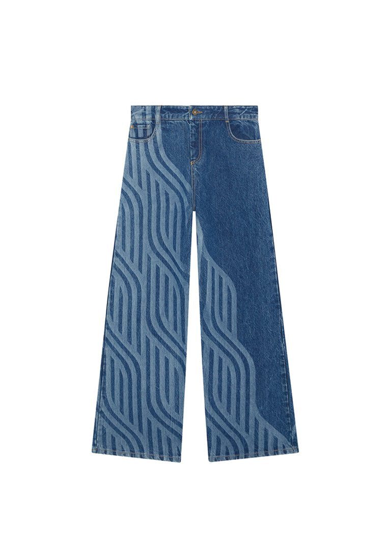 Wide leg laser jeans