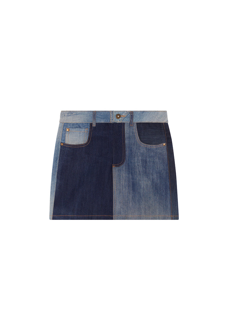 Rework denim skirt